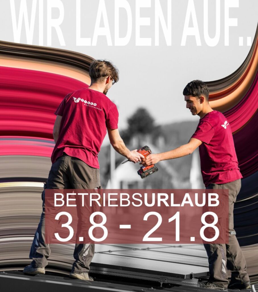 Elektrotechnik Geiger Handwerkerferien vom 3.8.-21.08.2026